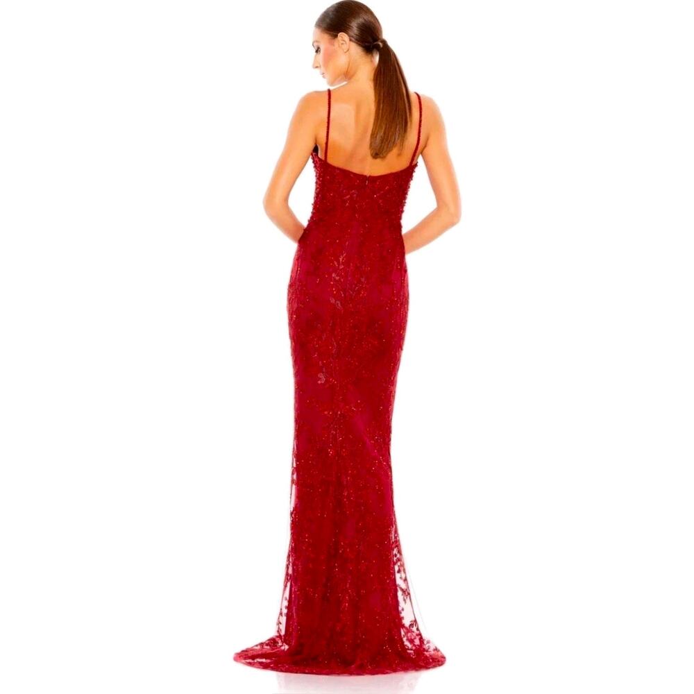 Mac Duggal 20330 Red Beaded Formal Dress Embroidered Evening Gown Maxi 12 - Picture 11 of 11